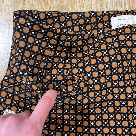 Anthropologie Essential Slim Trouser Pant Brown Motif Women's Size 2 Like New - Picture 5 of 15